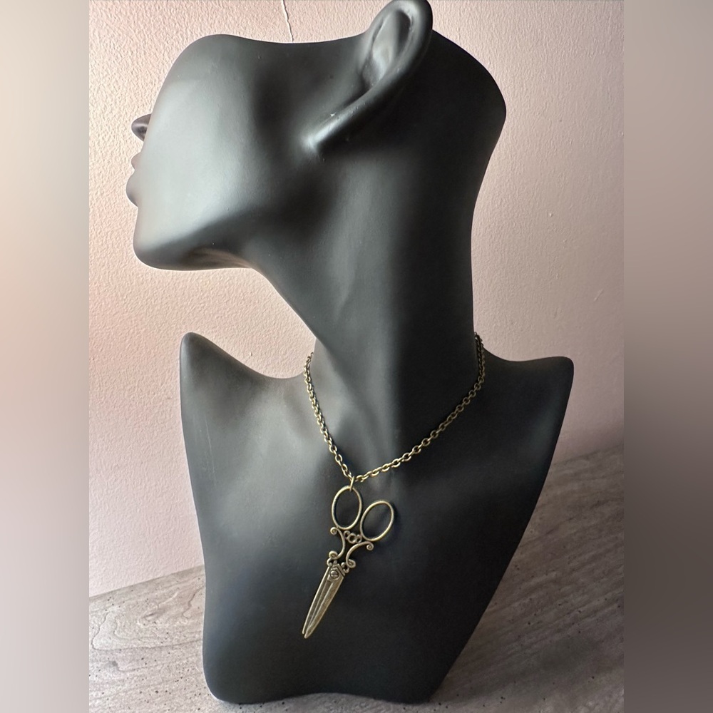 Brass Tone Scissor Pendant on a 20” Chain